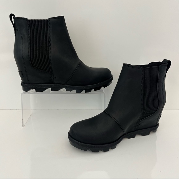 Sorel Waterproof Wedge Chelsea Boots Black Leather Size 8 NWOB - Picture 4 of 13